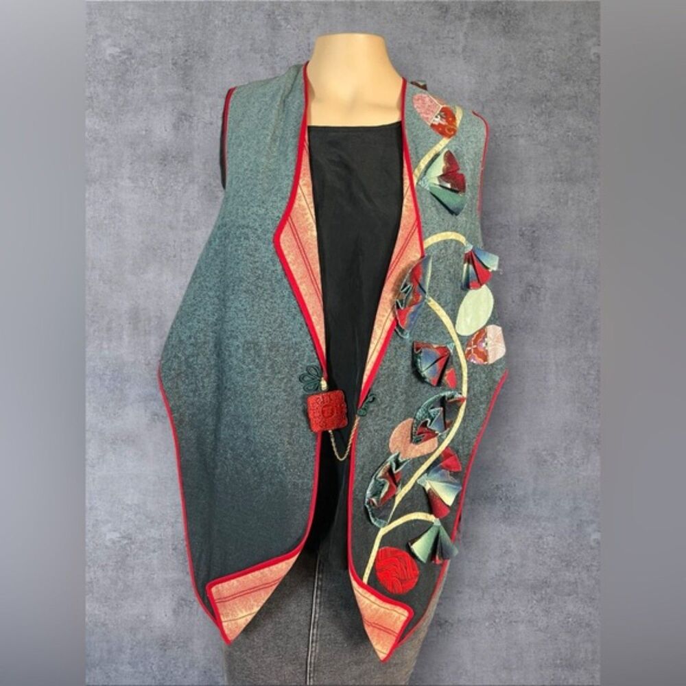Vintage Boho Japanese-Inspired Patchwork Vest